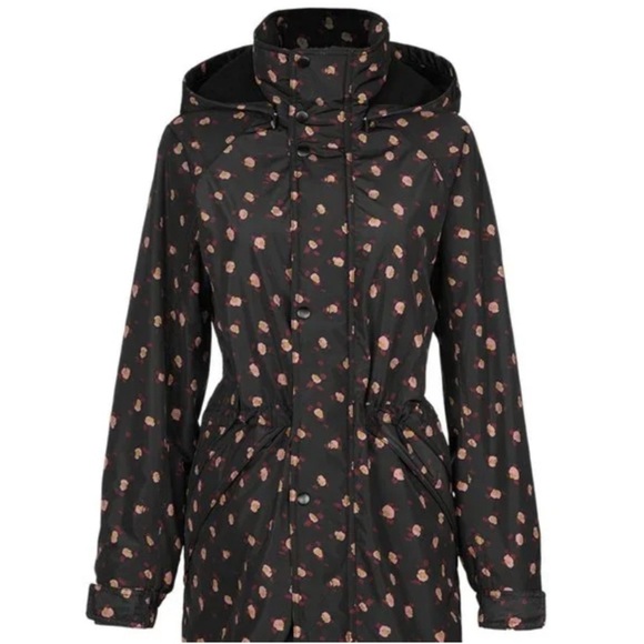 Cabi Rainy Day Jacket floral parka winter coat black anorak women’s size Small - Picture 3 of 16